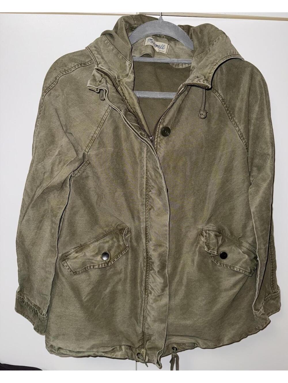 Madewell womens Green casual Hooded Zip Jacket sz S Field Utility Pockets gorp